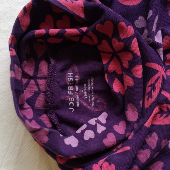 joe fresh purple floral long sleeve mock neck tunic dress 12 months baby girl - Picture 2 of 6